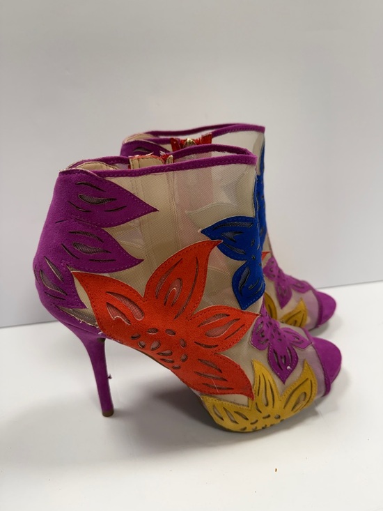 Jessica Simpson Shoes - Floral Multicolor Mesh Ankle Bootie - Purple, Orange, Blue, Yellow
